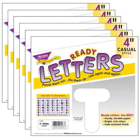 TREND ENTERPRISES White 4" Casual Uppercase Ready Letters®, PK6 T1567